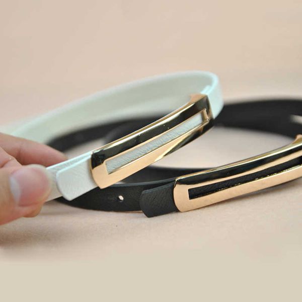 

belts luxury metal buckle thin classic wild female minimalist straps waistband cummerbund for apparel accessories g221010, Black;brown