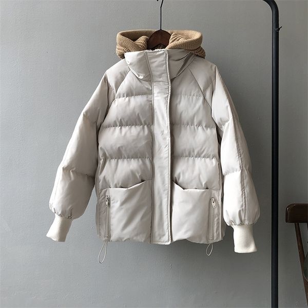 

womens down parkas winter style hooded jacket short loose cotton jacket classic coat c22181 221010, Black