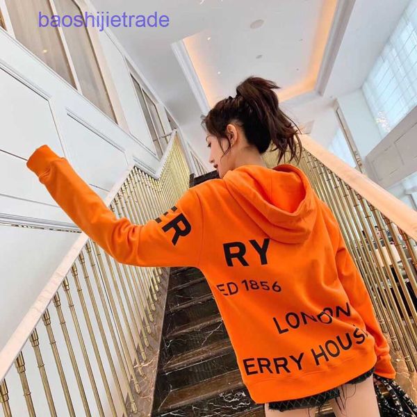

designer luxury burbrey hoodies outlet 2022 autumn winter new horseferry printed cotton loose hoodie with fron, Black