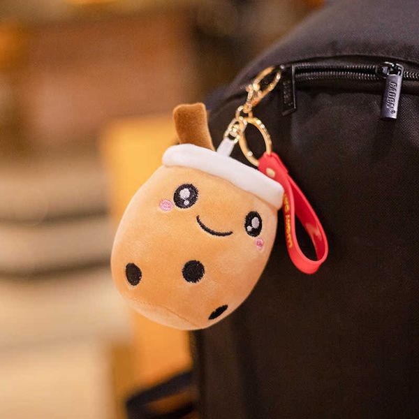 

key rings kawaii bubble anime tea cup keychain soft plush toy ffed boba doll lovely backpack decoration gift for girls kids l221010, Slivery;golden
