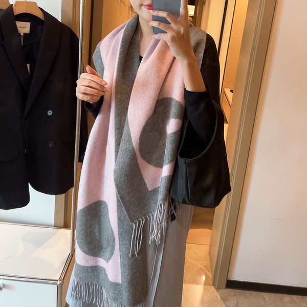 

designer women cashmere l pattern jacquard scarf italy roma brand monograms long neck winter scarfs lady reversible woolen shawl scarves lux, Blue;gray