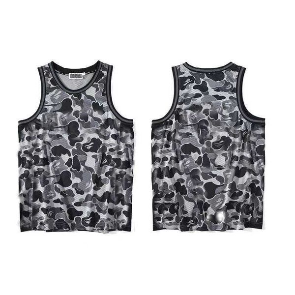 

summer men basketball t shirt sports vest fashion designer streetwear clothing camouflage pattern sleeveless hip hop tees, White;black