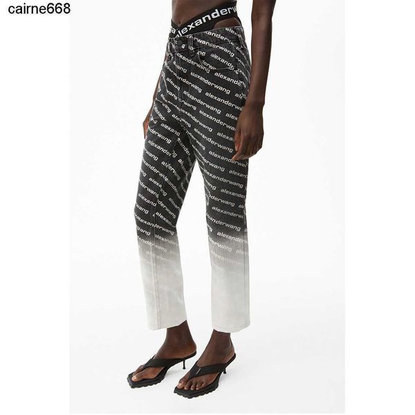 

designer women's jeans new mixed color tie dye lettering full print series alexanders jeans trousers high waist new grey wangs, Blue