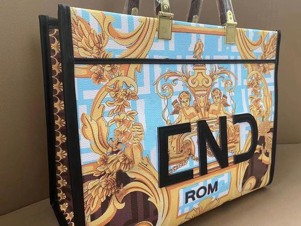 

designer tote shopper bag women fashion handle crossbody shoulder strap beach handbag letter roma print pu leather travel branded luxury bag
