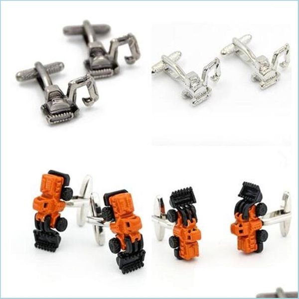

tie clips 10pairs/lot creative excavator model mini digger links shirt bottons cufflinks mens jewelry drop delivery 2022 tie clasps dh9ic, Silver