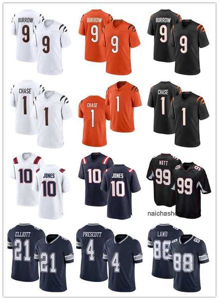 

jersey 10 mac jones jersey men women youth 9 joe burrow 1 ja'marr chase 88 ceedee lamb 4 dak prescott 21 ezekiel elliott 99 j.j. watt f, Black;red