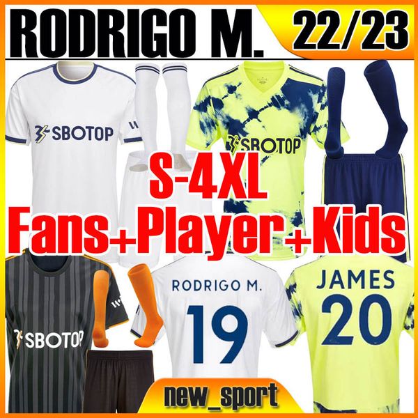 

4xl 22 23 soccer jerseys player fans version men kids kit 2022 2023 leeds aaronson sinisterra adams kristensen roca harrison football shirts, Black;yellow