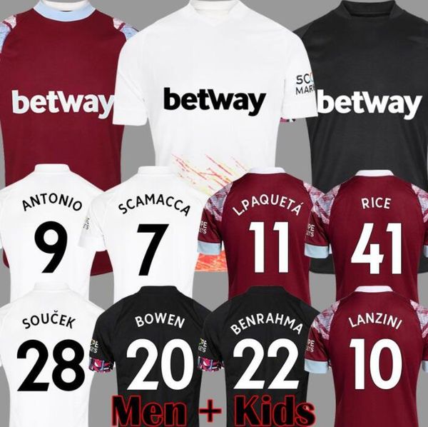 

22 23 west hams bowen rice soccer jerseys united benrahma lanzini antonio yarmolenko noble fornals dawson vlasic soucek 2022 jersey football, Black