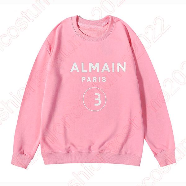 

women cotton sweatshirt with flocked ba paris logo hoodies men sweatshirts reflective letters printing fleece oversized hoodie hip hop stree, Black