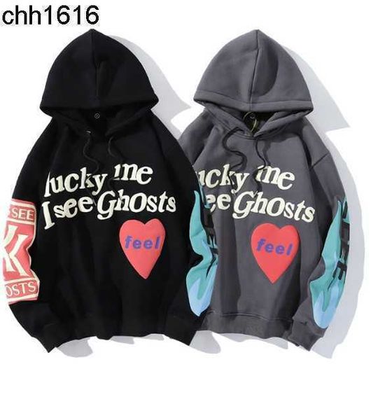 

2022kanye kanyess men's and women's same foaming love letter graffiti print plush sweater couple coat, Black