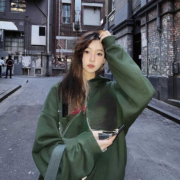 

women's hoodies sweatshirts must be born again foam hooded fleece reborn sweater winter, Black