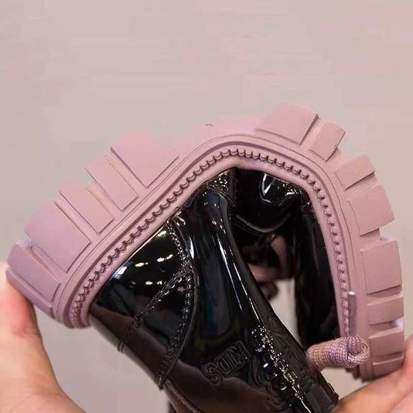 

boots 2022 children shoes for fashion kids snow girls british style pu leather waterproof winter l221011, Black;grey