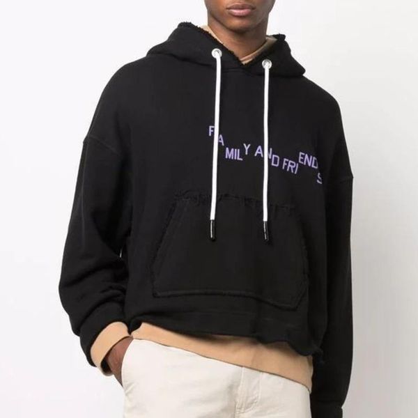 

mens hoodie designer hoody 3d printed hooded sweater hip hop ripped double layer stitching sweatshirt men women hoodies loose pullover jacke, Black