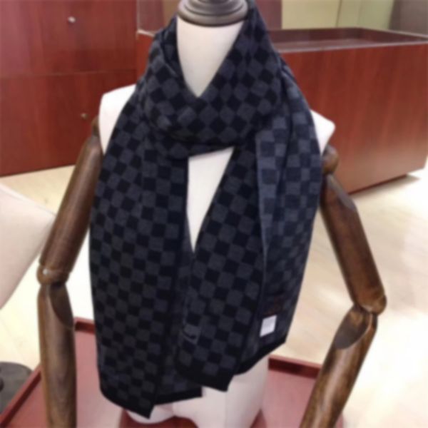 

classic designer scarf men's plaid scarves men's and women's winter black gray letters embroidery brand label cashmere scarfs, Blue;gray