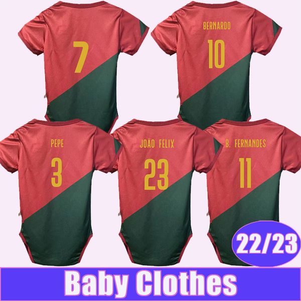 

22 23 joao felix baby clothes soccer jerseys national team bernardo pepe b. fernandes j. moutinho william home football shirts short uniform, Black;yellow