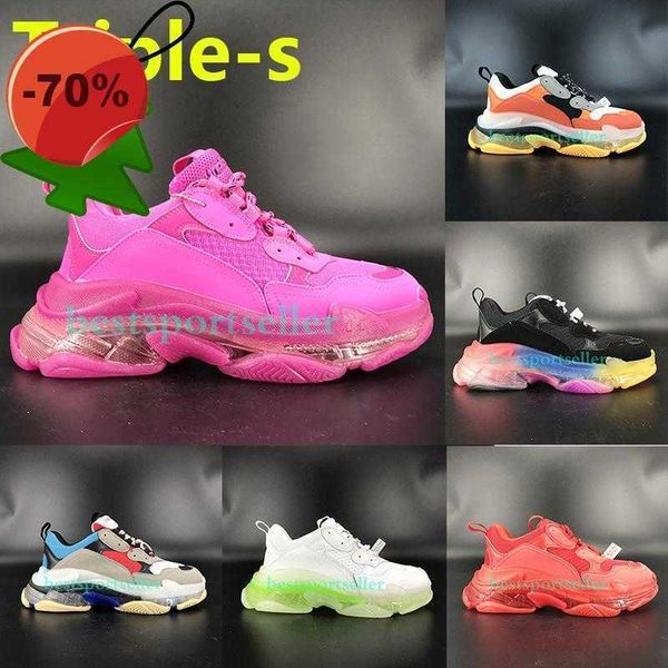 

comfort pairs triple s clear sole platform shoes neon green white black gym red blue rainbow men women sneakers