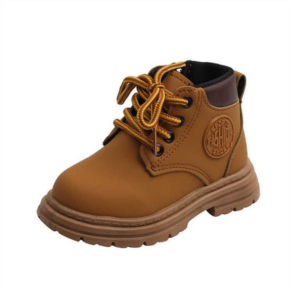 

boots 2022 new autumn children rubber sole leather kids shoes non-slip fashion girls boys ankle l221011, Black;grey