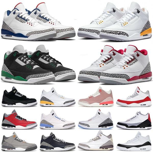 

2022s men basketball shoes 3s jumpman 3 pine green racer blue cool grey tinker court purple laser orange international flight mens trainers, Black