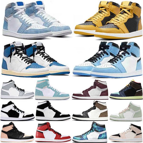 

high jumpman 1 1s og dr basketball shoes shoes pine green black court purple royal bred toe nc obsidian unc game sneakers trainers 36-48