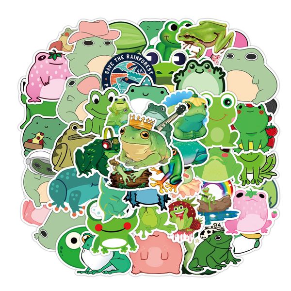 

50pcs frog stickers cartoon for teen kids water bottle cool waterproof decal for girl lapbicycle skateboard phone computer guitar