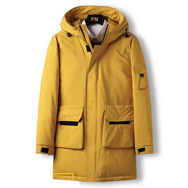 

men's down parkas 2022 winter jacket mens fashion workwear casual parka puffer long thicken outdoor warm white duck coats g221010, Black