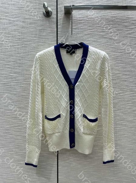 

designer women wool knitwear long sleeve cardigan sweater autumn winter v neck logo ch..el brand single breasted long sleeve sweaters dress, White;black