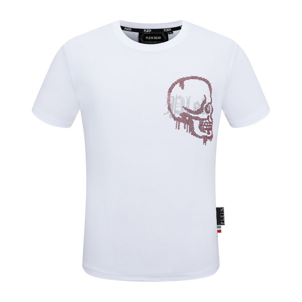 

plein bear t shirt mens designer tshirts brand clothing rhinestone pp skull men t-shirt round neck ss stones classical hip hop streetwear ts, White;black
