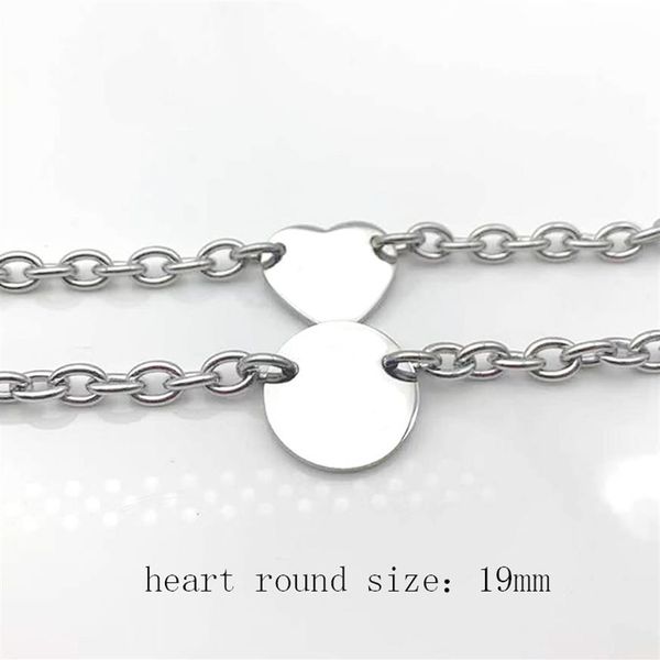 

316l titanium steel heart bracelet women fashion chain on hand 19mm heart round a set of packaging couple jewelry gift for accesso200p, Black