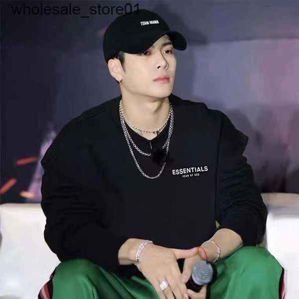 

new men's hoodies designer sweatshirts essential men's women's loose round neck pullover couple's streetwear sweater, Black