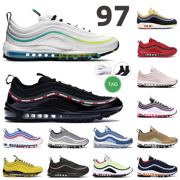 

men women 97 running shoes undftd black cherry picnic light blue volt and rush pink mens trainer sneakers size 36-45