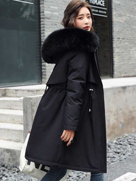 

women's down parkas winter jacket women hooded oversized casual black long parka mujer loose warm overcoat femme down cotton padded coa