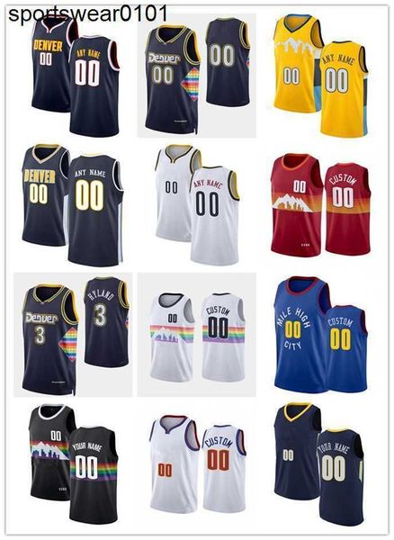 

college wear75th custom mens women youth denver''nuggets''3 nah'shon hyland 11 monte morris 22 zeke nnaji 25 austin, Black