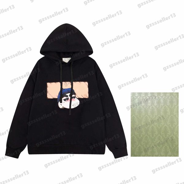 

luxury designer womens hoodie jumper cartoon character pattern letter logo printing hoodies classic brand cotton loose-fitting hooded sweats, Black