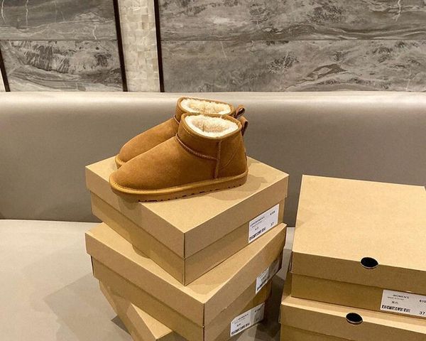 

sell ug classical mini u5854 women uggly snow boots keep warm boot latest wgg fashion sheepskin cowskin genuine leather plush boots f3kw#, Black