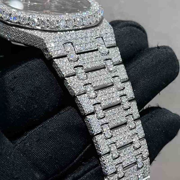 

2023 new version ston skeleton watch pass tt mens diamonds mechanical eta movement luxury iced out sapphire shiny, Slivery;brown