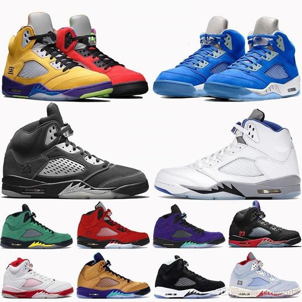 

2023 men 5s basketball shoes easter jade horizon jumpman 5 raging red racer blue bluebird oreo bull what the fire concord green bean mens sp, Black