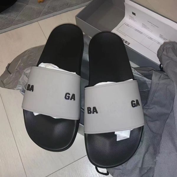 

slippers mens womens slider slides sandals rubber and fur designer flat sole slipper paris piscine pool slide sandal 3d embossing logo slide, Black