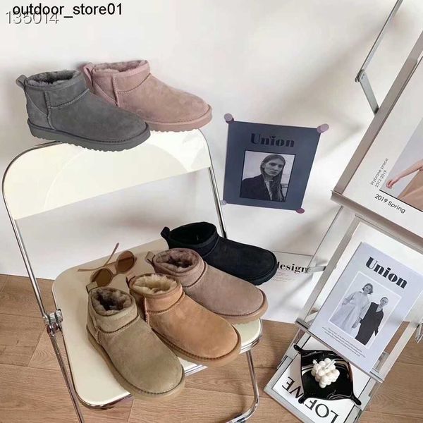 

designer boots australia snow boot luxury women shoes winter rain sheepskin fur cold resistant warm insulation short wool boot, Black
