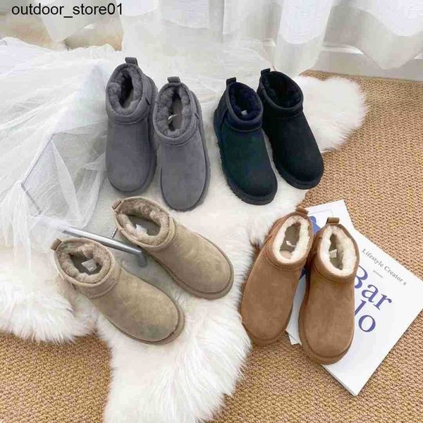 

designer boots australia snow boot luxury women shoes sheepskin wool one piece mini short waterproof slide, Black