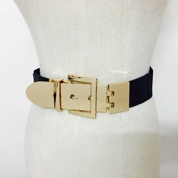 

belts fashion hip hop gold metal pin buckled waist belt women adjustable elastic belt for accessory g221010, Black;brown