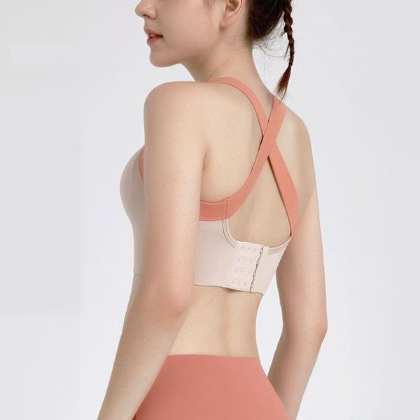

womens sports bra yoga wear shockproof corset fashion two-color siamese running fitness beauty back underwear