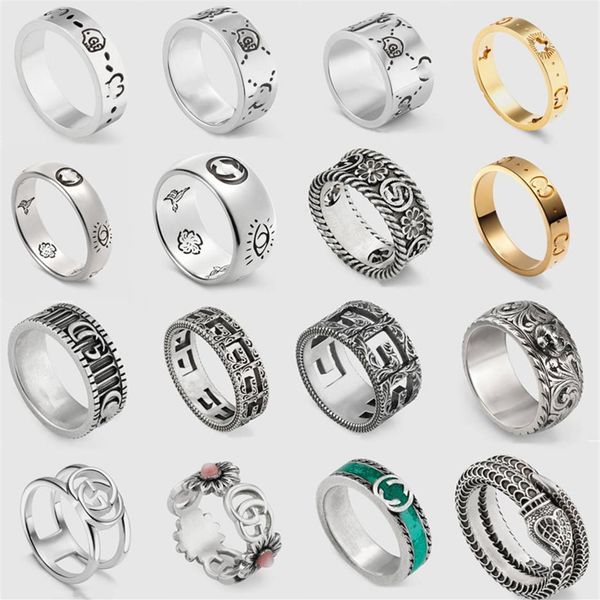 

design jewelry sterling silver ring men and women daisy skeleton elf double ring 925 old282r