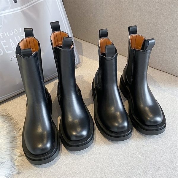

boots tuinanle chelsea chunky women winter shoes pu leather plush ankle black female autumn fashion platform booties 221010