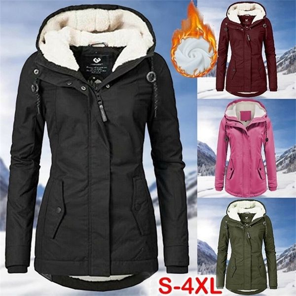 

womens down parkas womens fashion warm coat jacket outwear fur lined trench winter warm hooded parka overcoat female hoodie dress women clot, Black