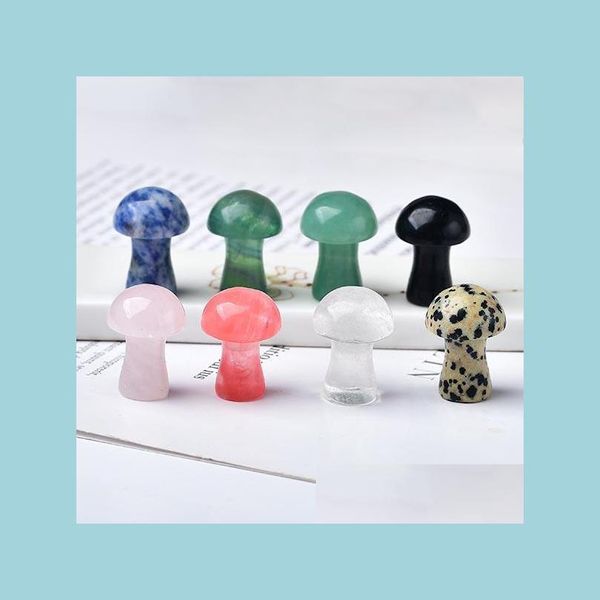 

stone 2.5cm mushroom plant statue natural stone carving home ornament crystal polishing gem deskporch decorations crafts drop del dhbiz, Black
