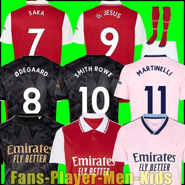

saka g. jesus smith rowe soccer jersey 22 23 fans player version gunners martinelli odegaard thomas nketiah tierney arsen 2022 2023 football, Black;yellow