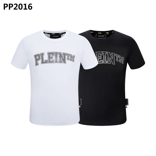 

plein bear t shirt mens designer tshirts brand clothing rhinestone pp skull men t-shirt round neck ss stones classical hip hop streetwear ts, White;black