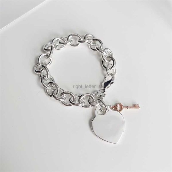 

link chain luxury jewelry silver love bead bracelet key women boutique classic pendant holiday gift temperament with box g220921, Black