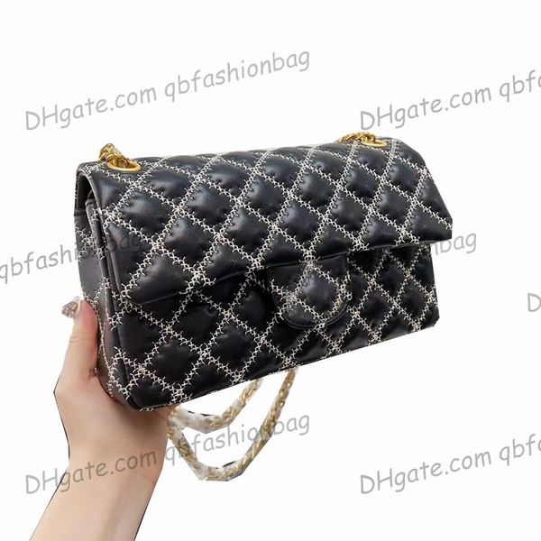 

designer channel bags for women black cc handbag leather chain slant shoulder clutch flap totes bag double letters solid hasp waist square s