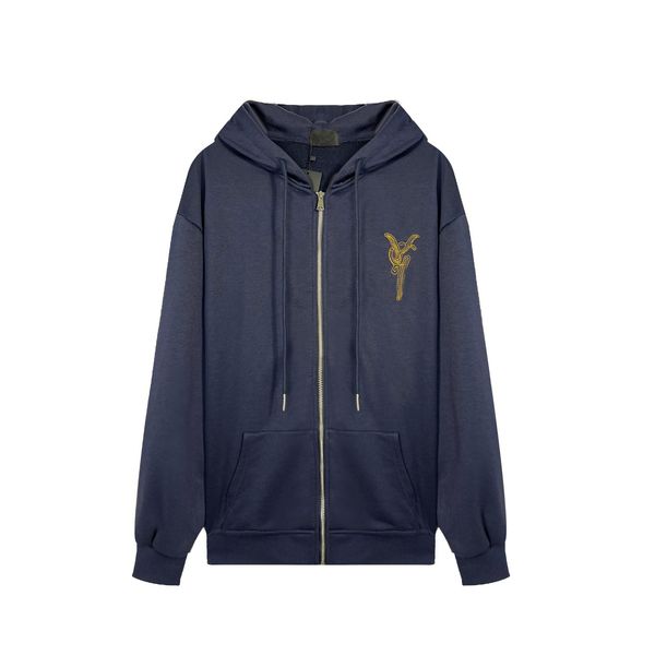 

2022 latest men's sweater hoodie navy blue embroidery chest gold thread loose fit simple and atmospheric outwear ands outwear, Black